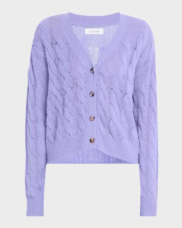 Cashmere Airy Open Cable-Knit Cardigan